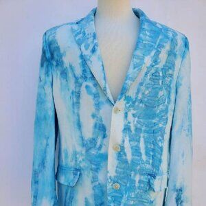 Sean Jean blue white party blazer suit jacket 44 XL large tie dyed resort jetset